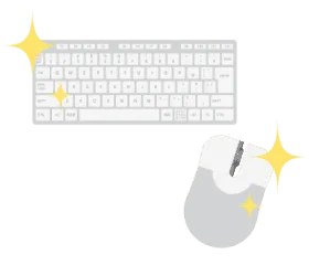 キーボードとマウスは新品提供で衛生的